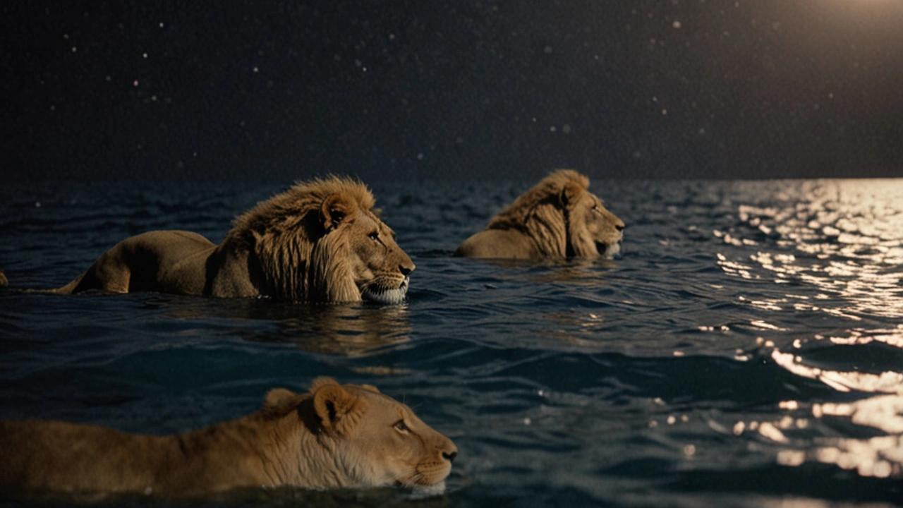 Record-Shattering Swim by Lion Brothers Across Uganda's Kazinga Channel in Search of Mates